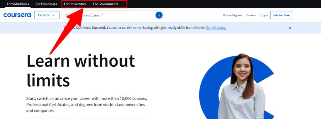 coursera for universities and government