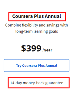 Coursera 14 day money back guarantee