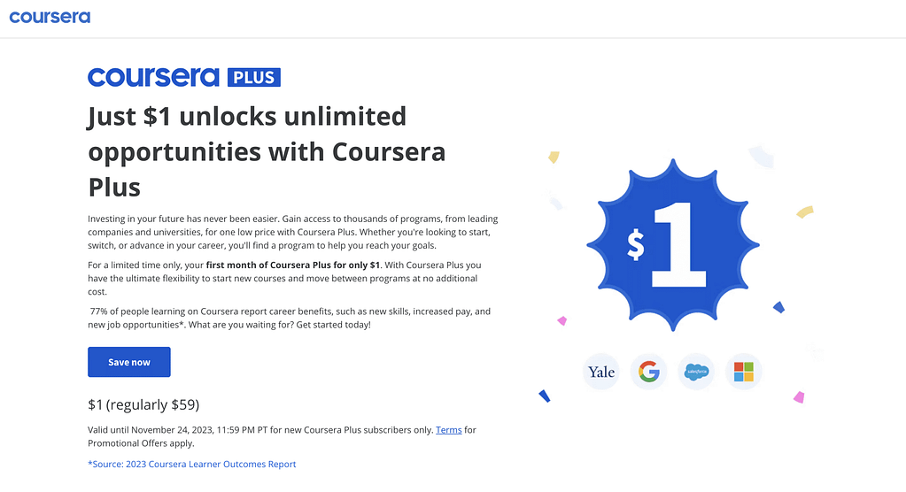 coursera $1 deal