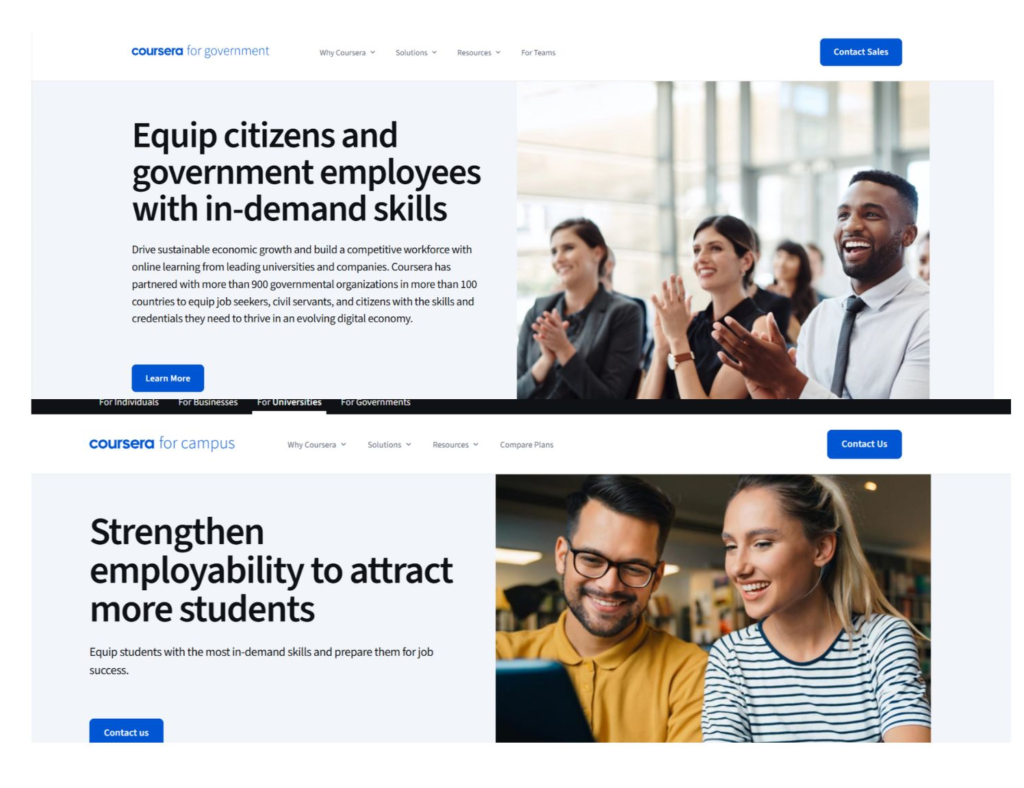 coursera for universities and government